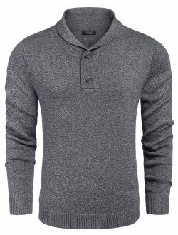 Men's Fashion Shawl Collar Pullover Casual Long Sleeve Knitted Sweater