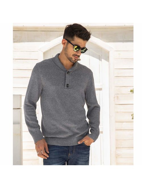 COOFANDY Men's Fashion Shawl Collar Pullover Casual Long Sleeve Knitted Sweater 