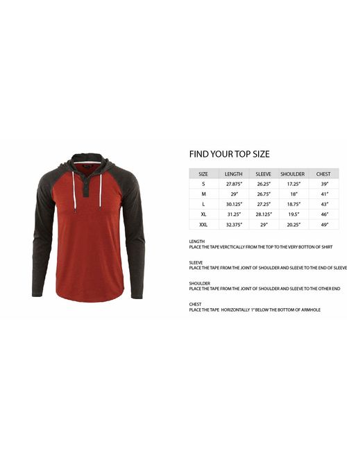 DESPLATO Men's Casual Long Sleeve Lightweight Henley Hooded Shirt Hoodie Jersey