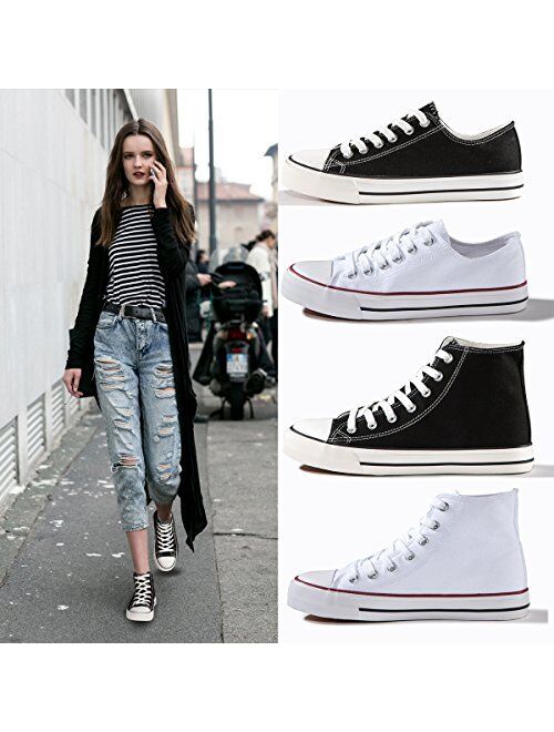 ZGR Womens Canvas Sneakers High Top Lace ups Casual Walking Shoes...
