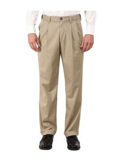 Men's Relaxed Fit Comfort Khaki Pleated Pants