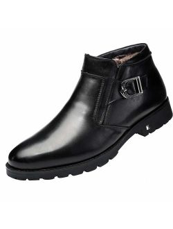 Cassa Leeni Men's Chelsea Boot Fur Lined Ankle Boot Formal Casual Leather Winter Boots