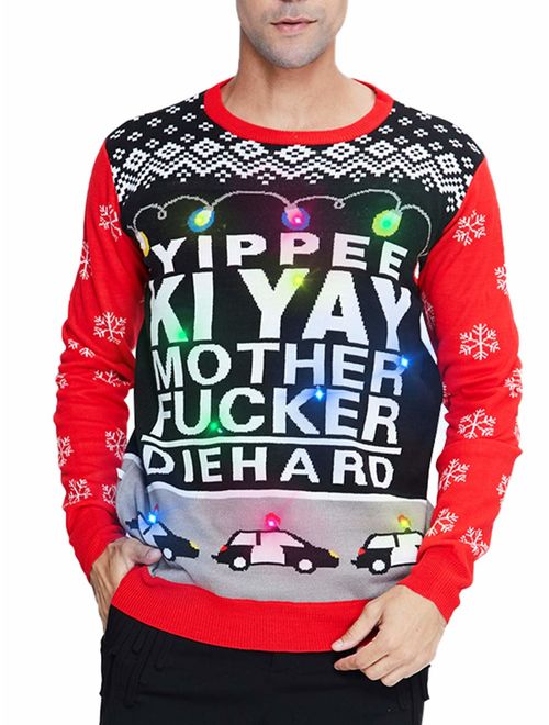 uideazone Unisex Ugly Christmas Sweaters Long Sleeve Round Neck Knitted Sweater Pullover for Xmas Party Celebrations