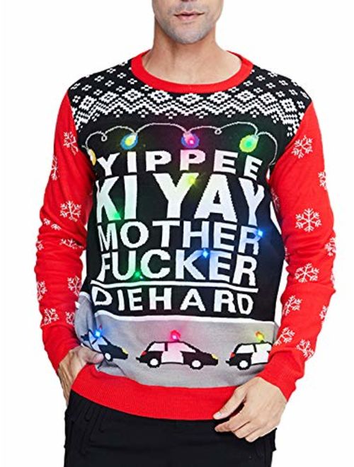 uideazone Unisex Ugly Christmas Sweaters Long Sleeve Round Neck Knitted Sweater Pullover for Xmas Party Celebrations