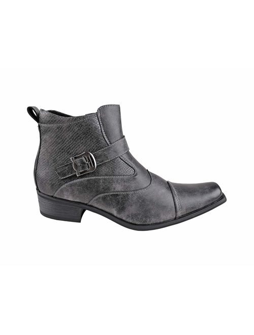 Delli Aldo Men's Buckle Strap Ankle High Dress Boots Shoes
