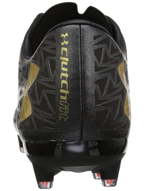 Under Armour Men's Rugby CoreSpeed Firm Ground Shoe, Black/Phoenix Fire/Metallic Gold