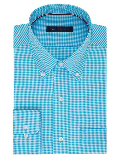 Tommy Hilfiger Men's Gingham Button Down Regular Fit Non Iron Dress Shirt