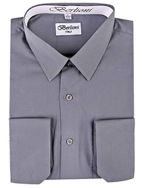 Berlioni Men's Dress Shirt With French Cuffs Convertible -Huge Color Selection