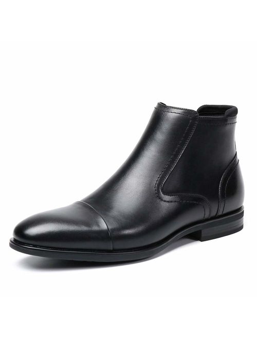 Cestfini Men Leather Chelsea Boots with Zipper Dress Boots with Cap Toe for Men Outdoor Slip On Ankle Boots