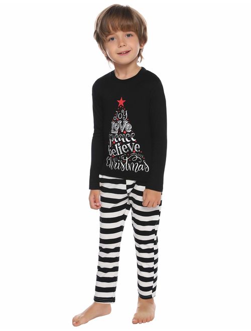 Sykooria Christmas Family Matching Pajamas Mom Dad Kids Xmas Striped Drawstring Sleepwear Pockets Pj Sets