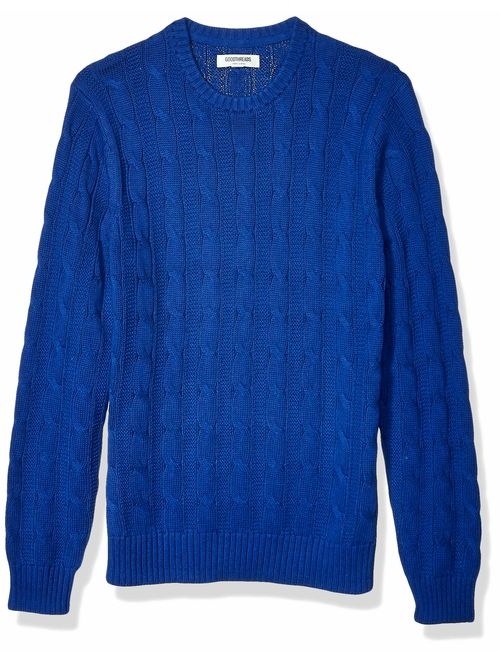 Amazon Brand - Goodthreads Men's Soft Cotton Cable Stitch Crewneck Sweater