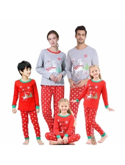 Vopmocld Christmas Family Matching Pajama Red Holiday Pjs Sets Cotton Sleepwear