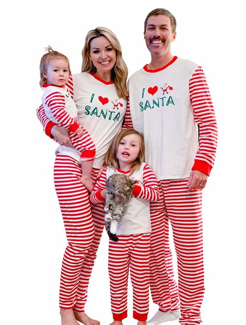 BOBORA Matching Christmas Pajamas for Family with Baby, Stripes Sleepwear