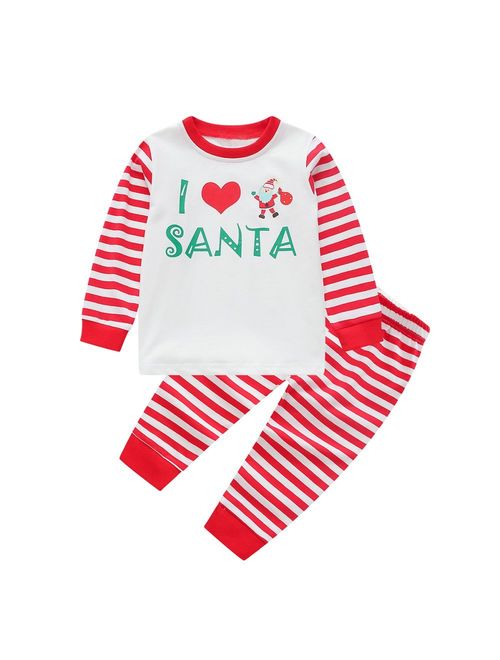 BOBORA Matching Christmas Pajamas for Family with Baby, Stripes Sleepwear