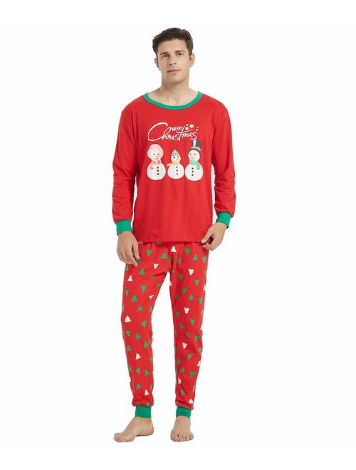 ZESICA Matching Family Christmas Pajamas Snowman Sleepwear Holiday PJs Gift Set
