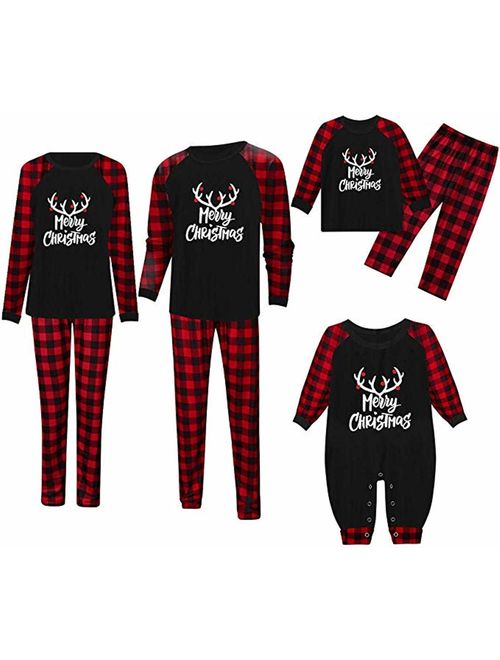 Happyjiu Christmas Holiday Family Matching Sleepwear Pajamas Set Couples Pajamas