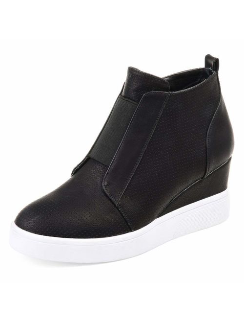 VANDIMI Wedge Sneakers for Women Fashion High Top Hidden Heel Shoes Casual Side Zipper Platform Ankle Boots