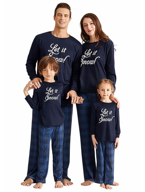 Yaffi Matching Family Pajamas Sets Christmas PJ's with Letter Printed Tee and Car Printed Pants Loungewear Upgrade 2019