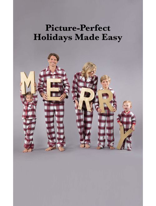 PajamaGram Christmas Pajamas for Family - Fleece Matching Pajamas, Red