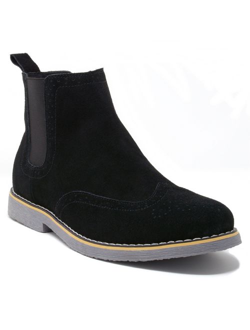alpine swiss Mens Chelsea Boots Genuine Suede Dress Ankle Boots Wingtip Shoes