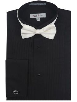 Adam Baker Men's Regular & Slim Fit Wingtip Collar French Cuff Formal Tuxedo Shirt (Bowtie & Cufflinks Included)