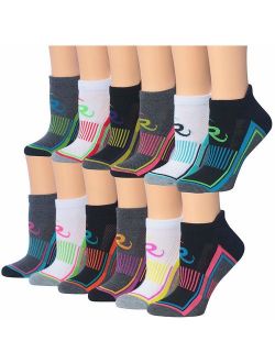 Ronnox Women's 12-Pairs Low Cut Running & Athletic Performance Tab Socks