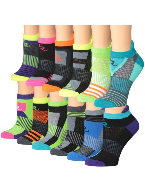 Ronnox Womens 12-Pairs Low Cut Running & Athletic Performance Tab Socks