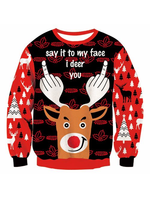 RAISEVERN Unisex's Ugly Christmas Sweater Xmas Holiday Party Knitted Pullover