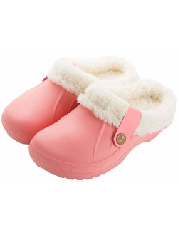 Waterproof Slippers Women Men Fur Lined Clogs Winter Garden Shoes Warm House Slippers Indoor Outdoor Mules