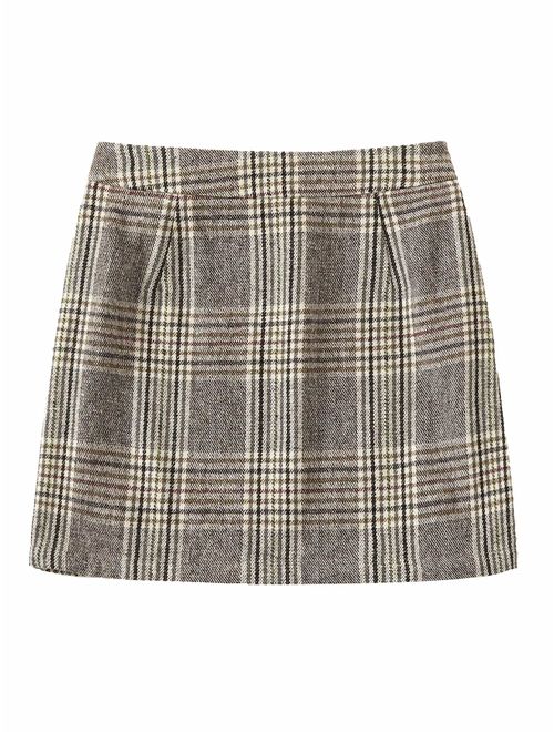 Floerns Women's Plaid High Waist Bodycon Mini Skirt
