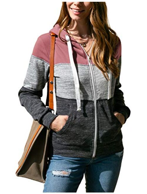 Doublju Lightweight Thin Zip-Up Hoodie Jacket for Women with Plus Size