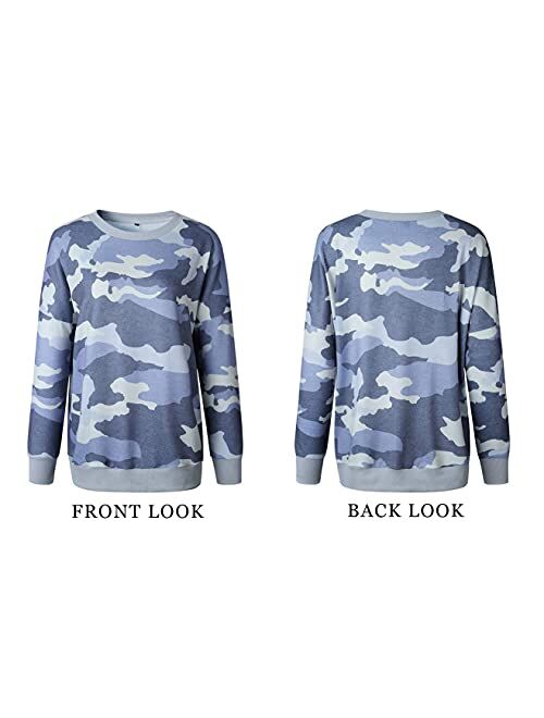 BTFBM Women's Leopard Print Long Sleeve Crew Neck Fit Casual Sweatshirt Pullover Tops Shirts