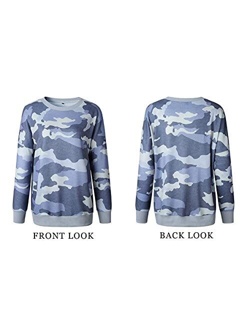 BTFBM Women's Leopard Print Long Sleeve Crew Neck Fit Casual Sweatshirt Pullover Tops Shirts