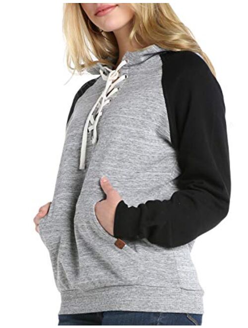 Doublju Basic Lightweight Pullover Hoodie Sweatshirt for Women