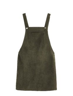 Women's Straps A-line Corduroy Pinafore Bib Pocket Overall Dress
