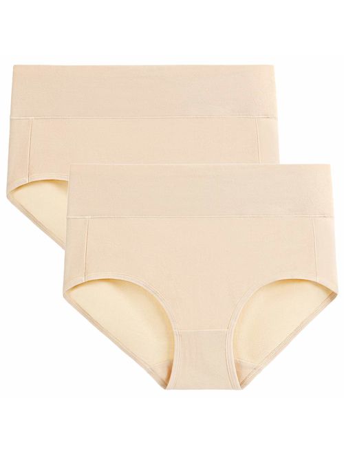 wirarpa Women's High Waisted Cotton Underwear Ladies Soft Full Briefs Panties Multipack