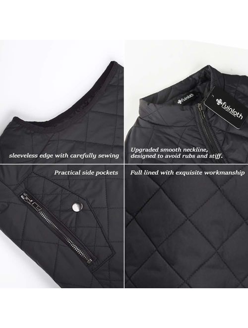 fuinloth Women's Padded Vest, Stand Collar Lightweight Zip Quilted Gilet