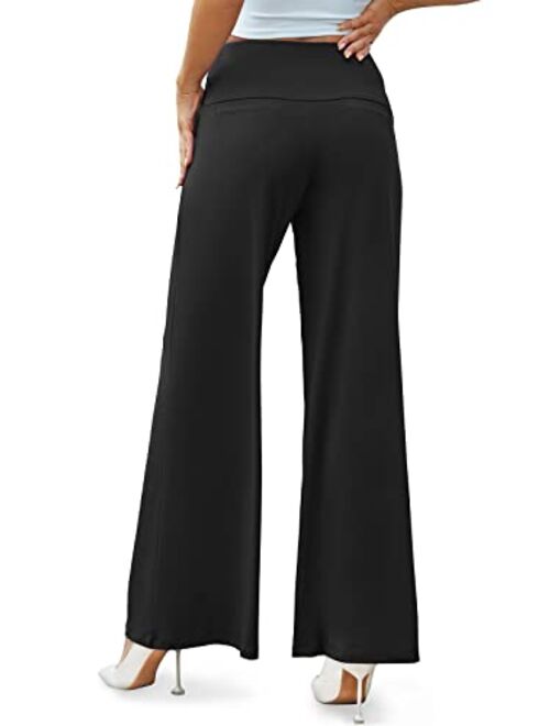 Buy Arolina Women's Stretchy Wide Leg Palazzo Lounge Pants Casual Comfy ...