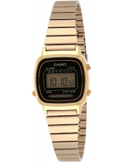 Women's Vintage LA670WGA-1DF Daily Alarm Digital Gold-tone Watch