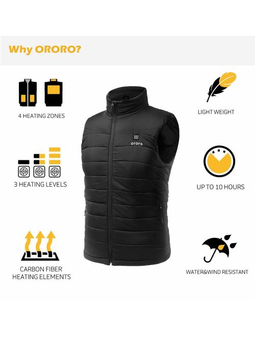 ORORO Men's Lightweight Heated Vest With Battery Pack