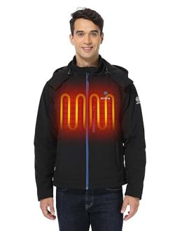 Men's Soft Shell Heated Jacket with Detachable Hood and Battery Pack