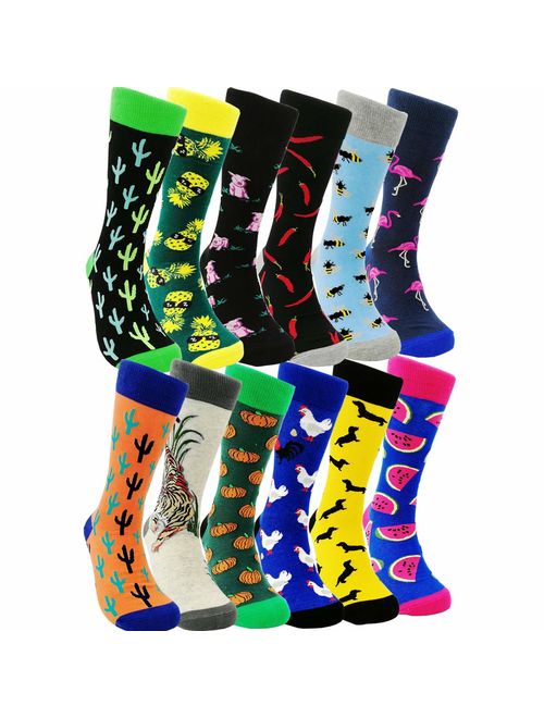 HSELL Fun Novelty Patterned Crazy Design Socks Funny Mens Colorful Dress Socks 