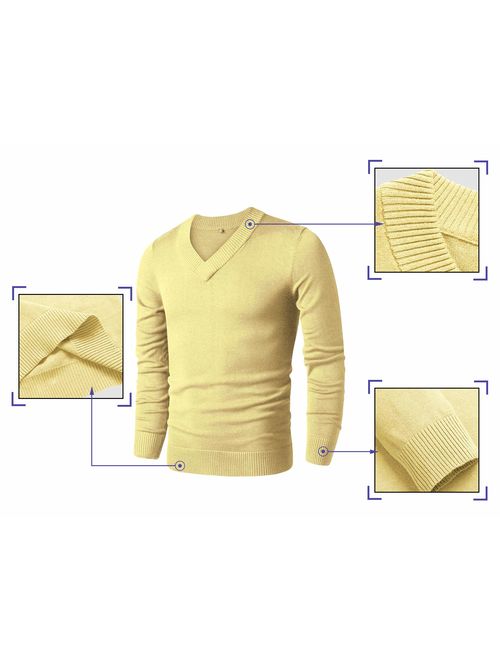 LTIFONE Sweaters for Men,V Neck Slim Comfortably,Knitted Long Sleeve