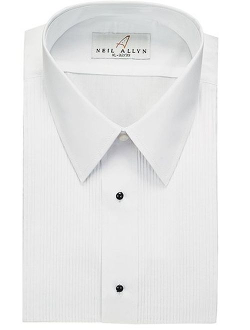 Neil Allyn Men's Tuxedo Shirt Poly/Cotton Laydown Collar 1/8 Inch Pleat