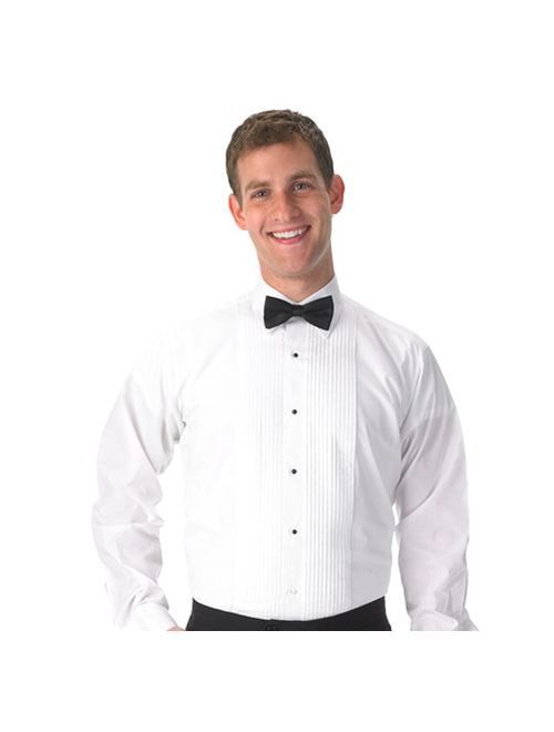 Neil Allyn Men's Tuxedo Shirt Poly/Cotton Laydown Collar 1/8 Inch Pleat