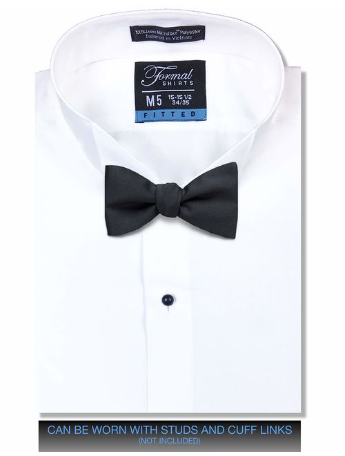 Luxe Microfiber Men's Fitted Wing Collar Convertible Cuff Tuxedo Shirt - Style Frankie