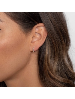14K Gold Plated Cubic Zirconia Cuff Earrings Huggie Stud