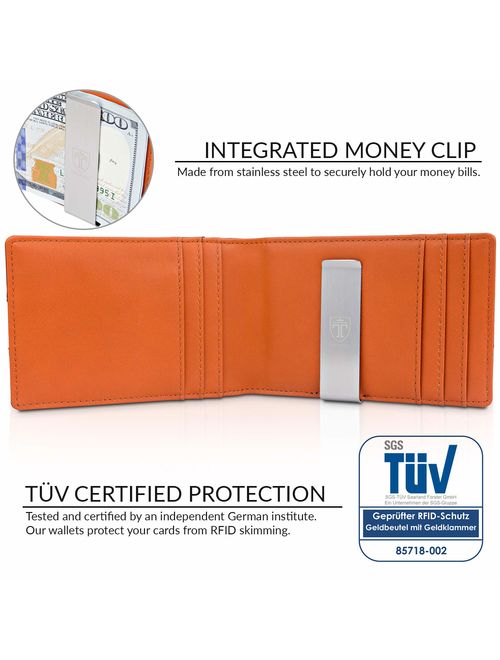 TRAVANDO Money Clip Wallet"RIO" - Mens Wallets slim Front Pocket RFID Blocking Card Holder Minimalist Mini Bifold Gift Box