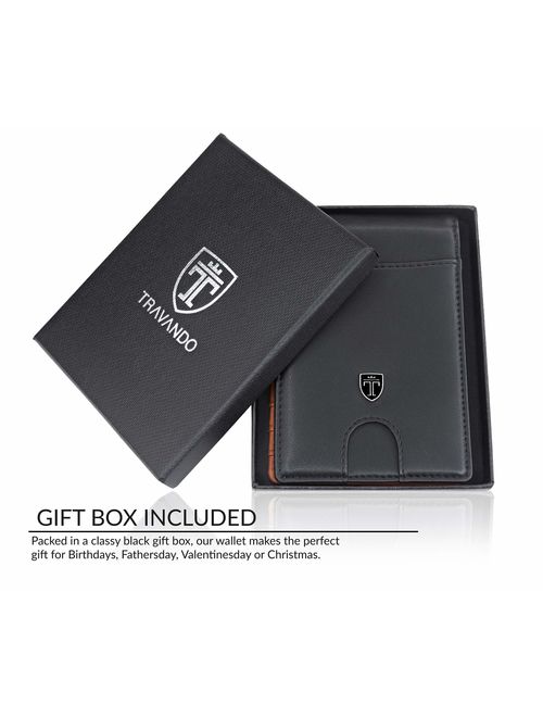 TRAVANDO Money Clip Wallet"RIO" - Mens Wallets slim Front Pocket RFID Blocking Card Holder Minimalist Mini Bifold Gift Box