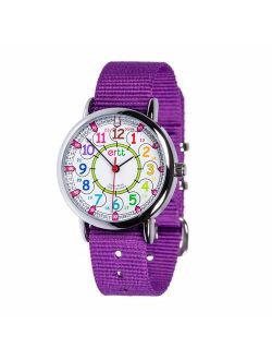 EasyRead Time Teacher Children's Watch, Rainbow 12/24 Hour Face, Purple Strap